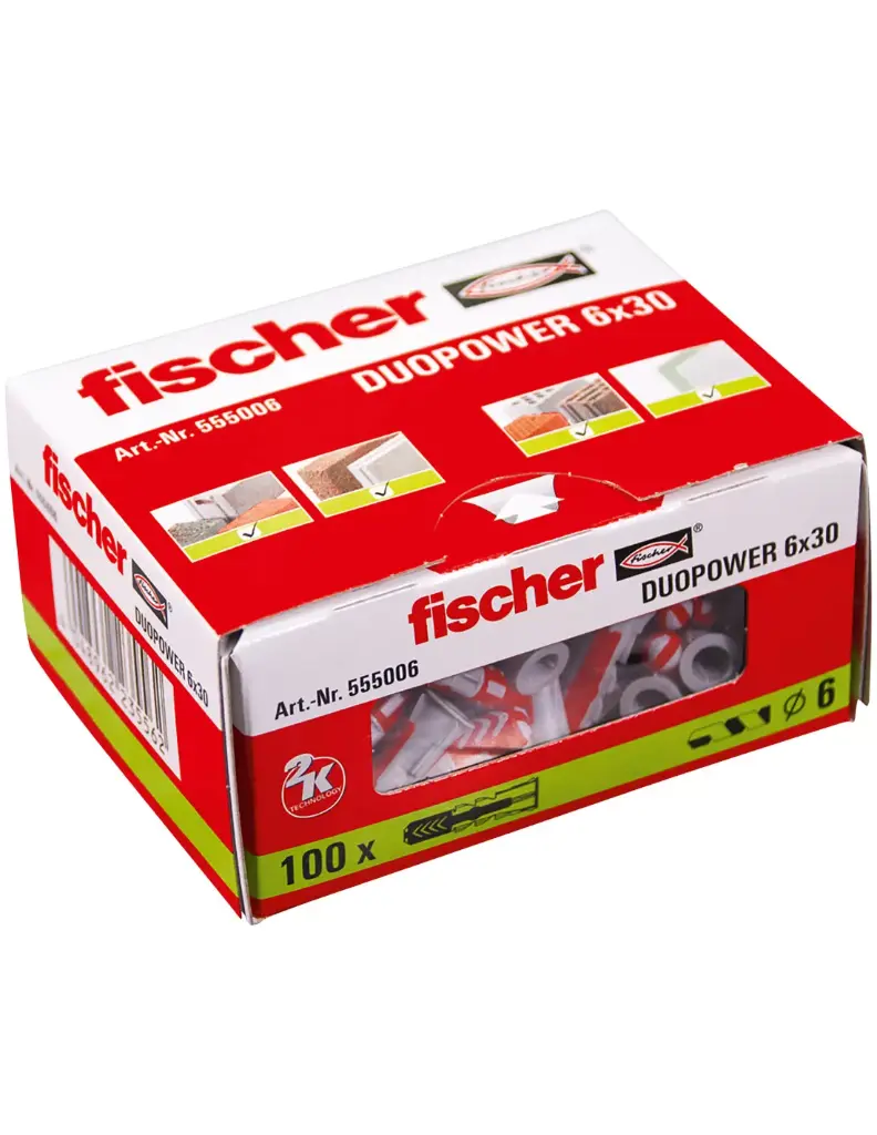 Cheville Duopower 6x30 / Boite de 100 - FISCHER - 555006