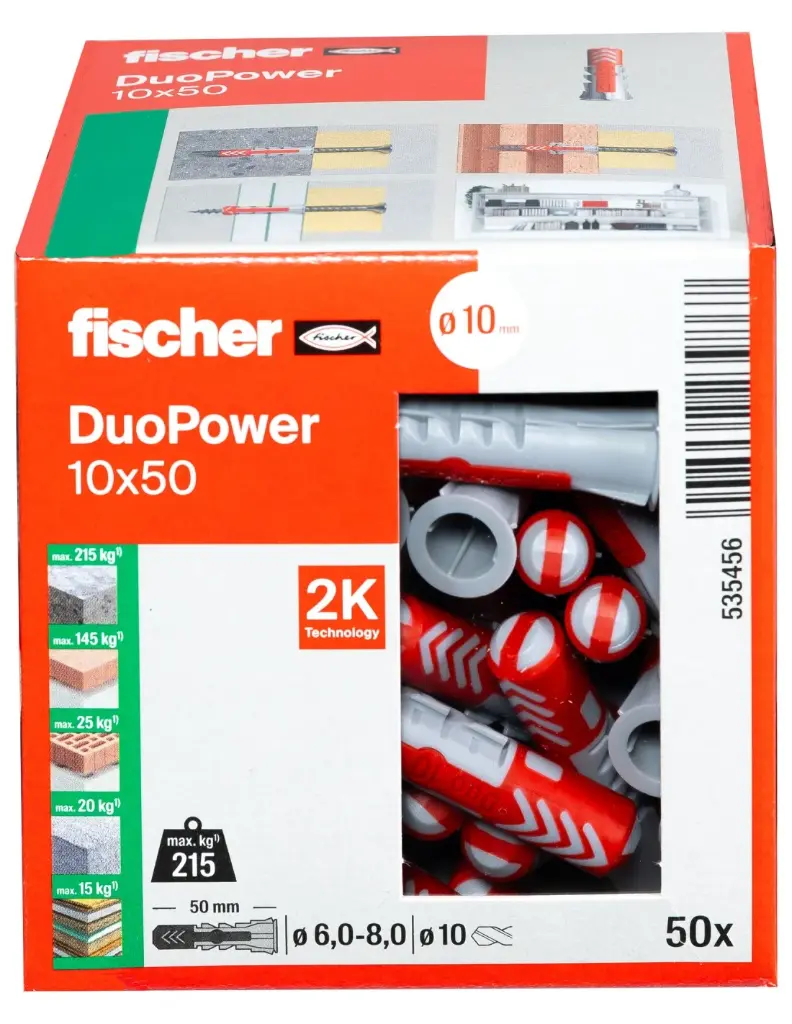 Cheville Duopower 10x50 /boite de 50 - FISCHER - 535456