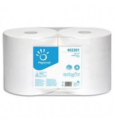 LOT DE 2 RLX  BOBINES PAPIER ESSUI TT BLANC -1500F - ECOLABEL