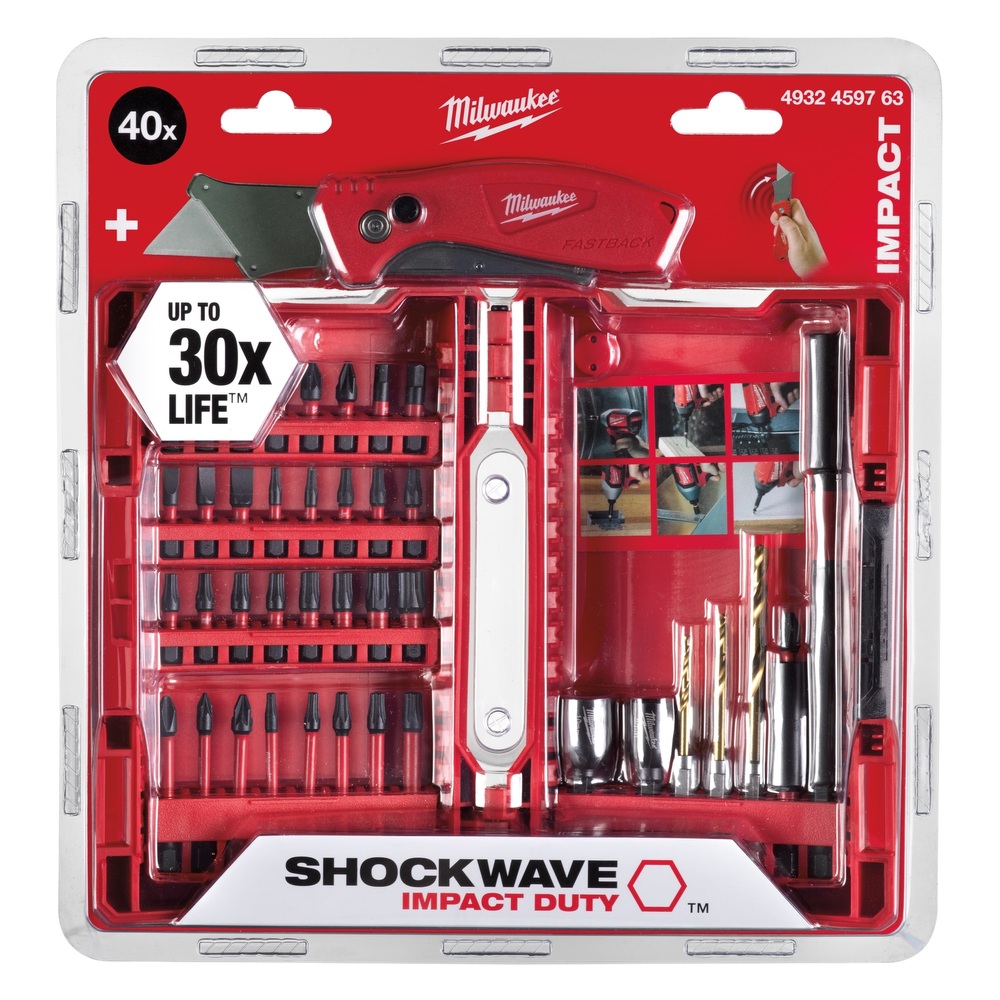 Coffret d'embouts résistants au chocs - SHOCKWAVE 40 pcs + CUTTER - MILWAUKEE - 4932459763