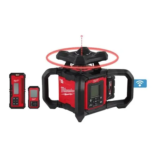 LASER ROTATIF 18V ONE -KEY ROUGE DOUBLE PENTE - HV 1200M - M18RLOHV1200-501C - Avec 1 batterie 5,0 Ah + Chargeur + Cellule RD1200 + télécommande + Coffret de transport - MILWAUKEE - 4933493204