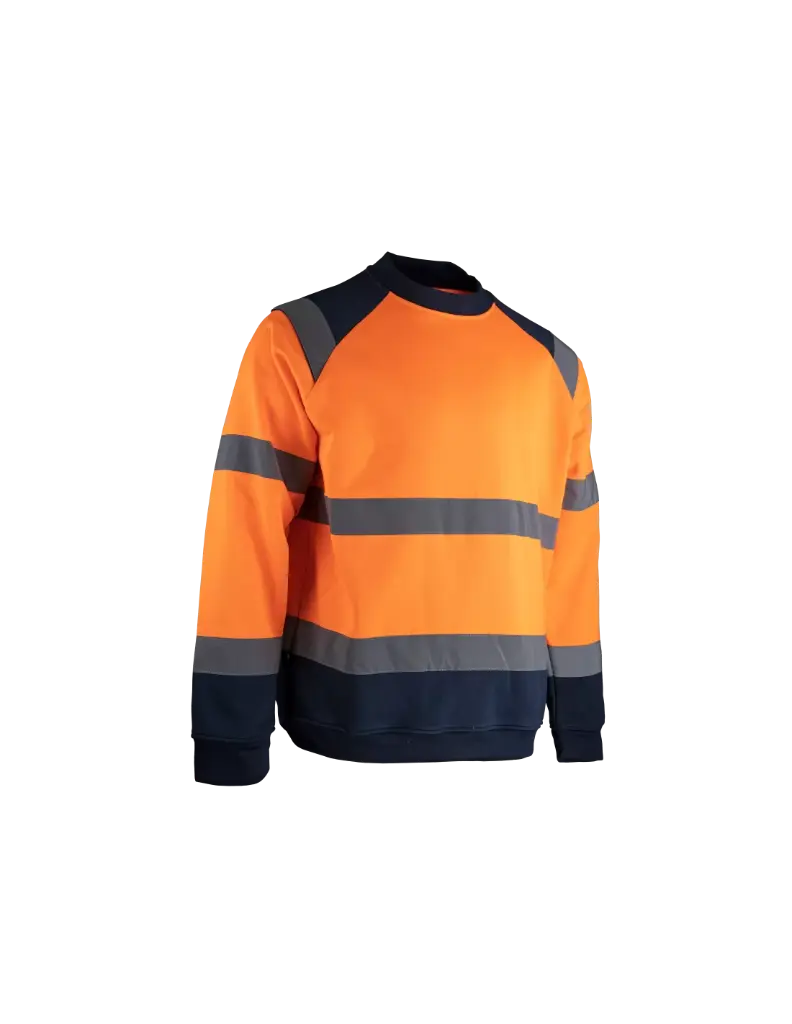Sweat haute visibilité à col rond - orange fluo / mar - LMA - 8083