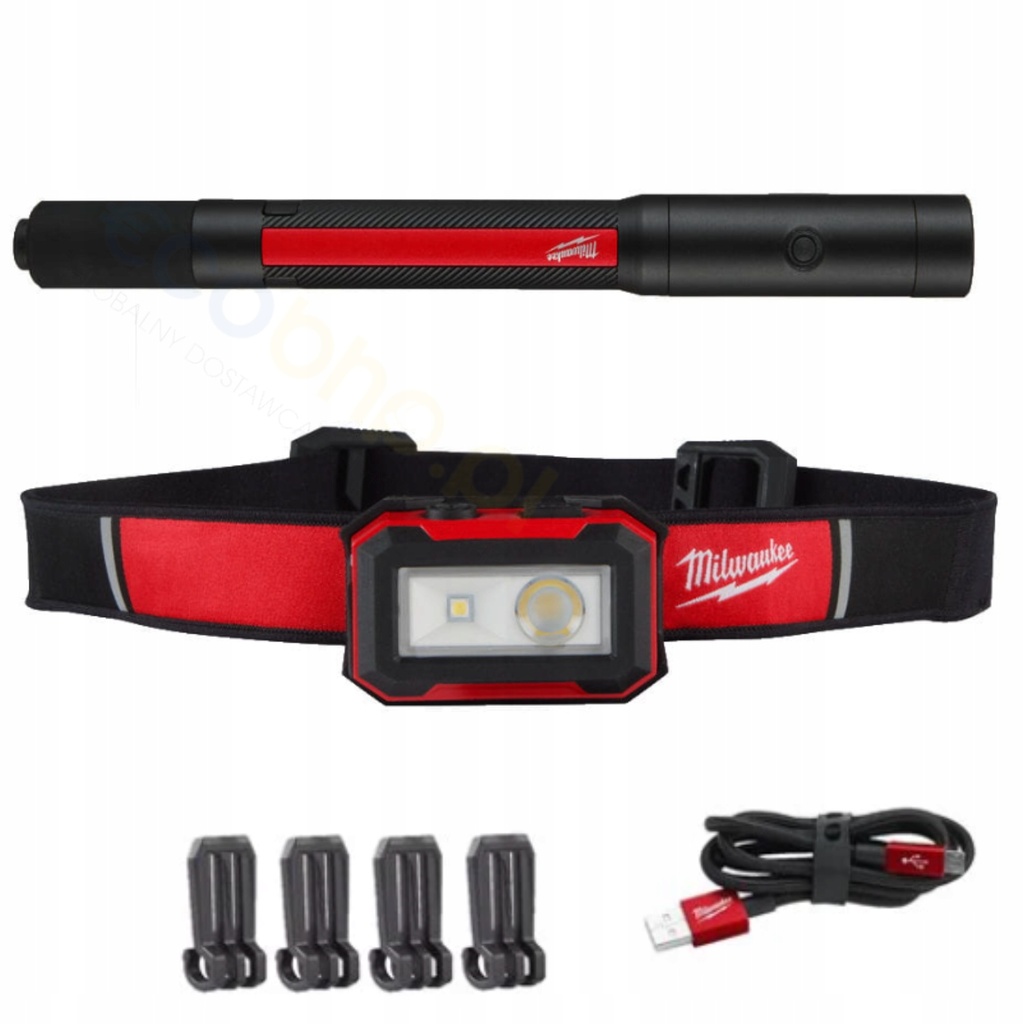 KIT D'ÉCLAIRAGE PERSONNEL - Lampe torche frontale 450 lumens + lampe de poche 250 lumens USB HL450PL250 - MILWAUKEE - 4933492104