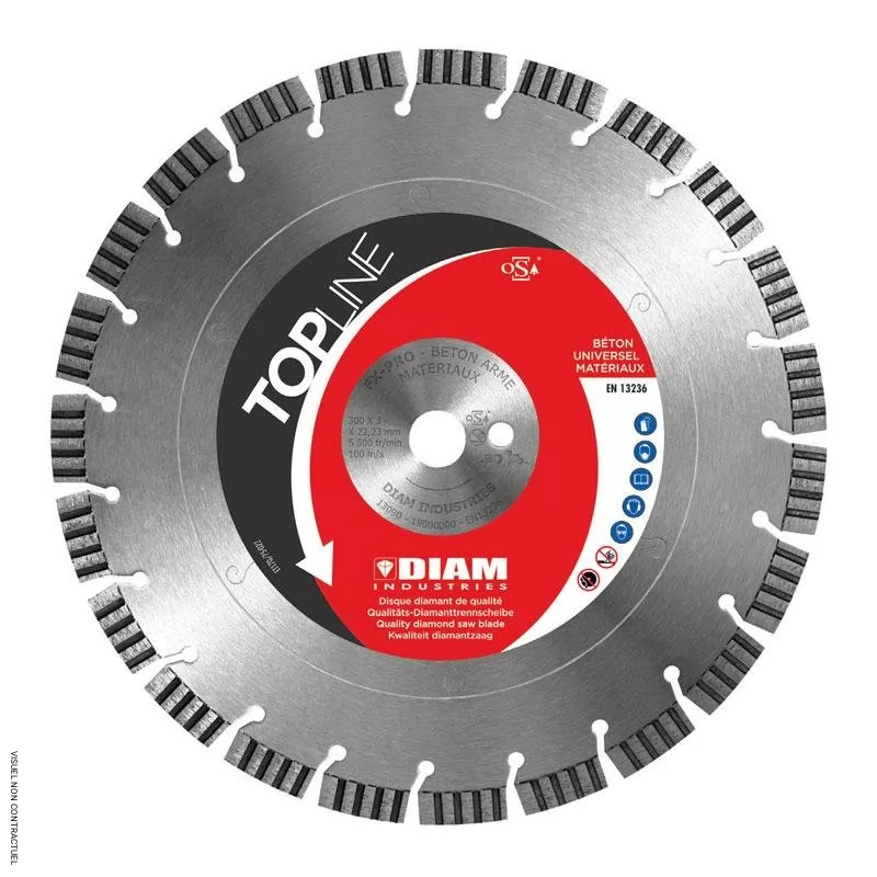 Disque diamanté béton / béton armé / maçonnerie / granit - DIAM INDUSTRIES - FX-PRO 
