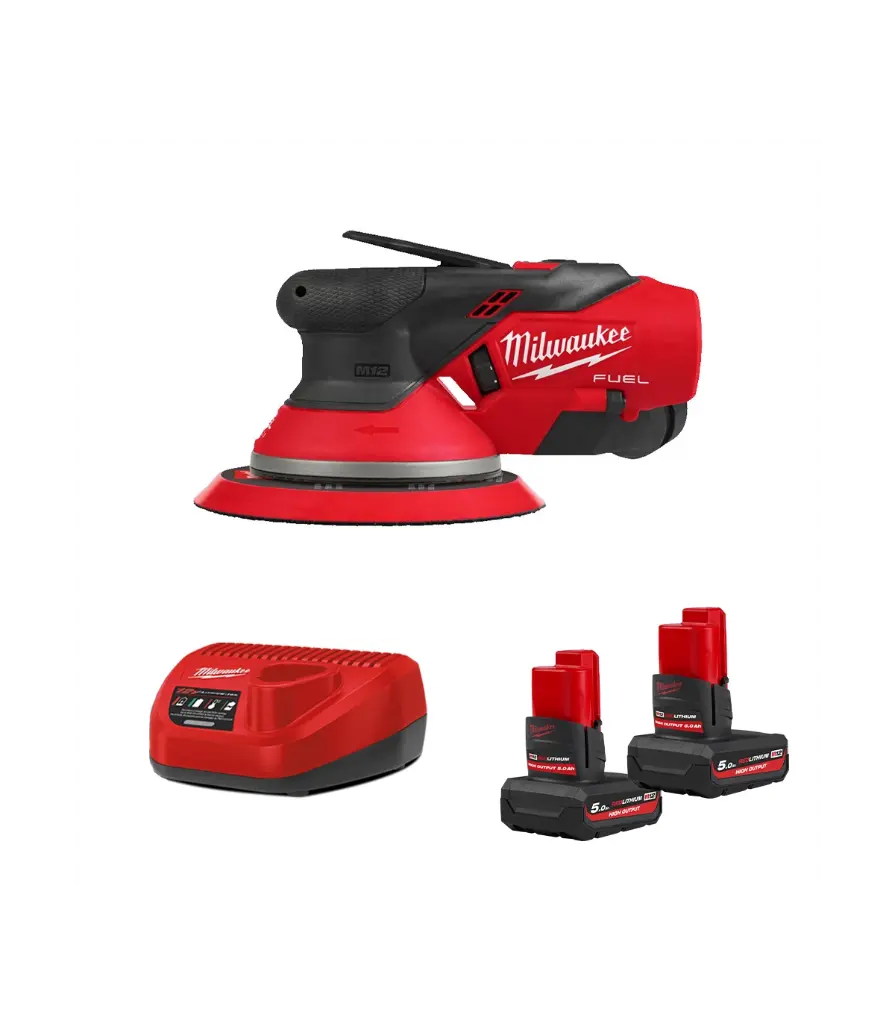 Polisseuse / Ponceuse 150mm - M12 FROS5-502X - Avec 2 batteries 5.0 Ah + chargeur + HD Box - MILWAUKEE - 4933493651