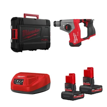 PERFORATEUR SDS+ 16MM - 12V - FHAC16-502X - Avec 2 batteries 5,0 Ah + chargeur + HD Box - MILWAUKEE - 4933499185