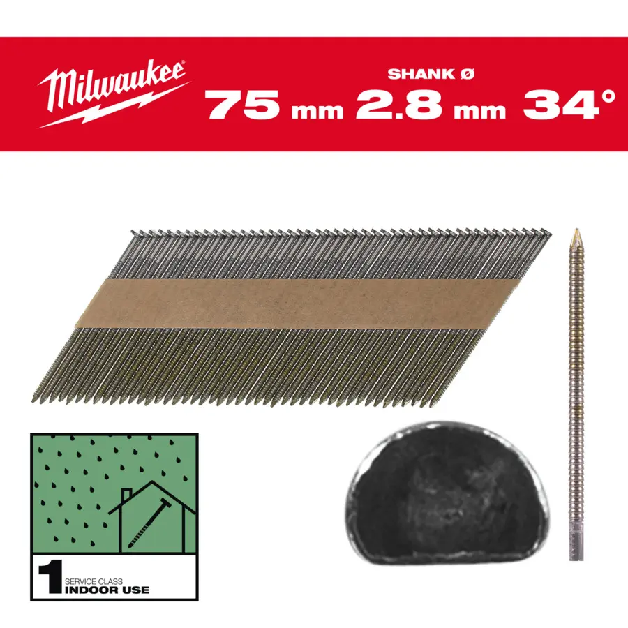 BOÎTE DE 2200 CLOUS 34° 75 MM RS - MILWAUKEE - 4932492602