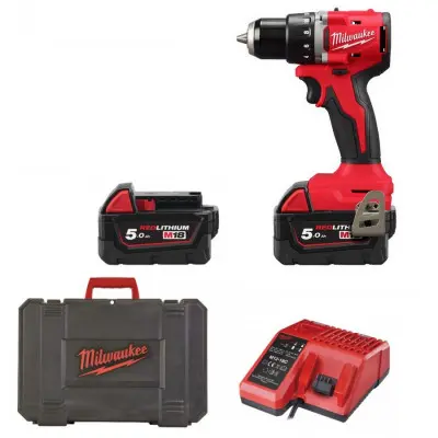 Perceuse visseuse BRUSHLESS,18V - M18 BLDDRC-502C - Avec 2 batteries 5.0 Ah + chargeur + HD Box - MILWAUKEE - 4933492835