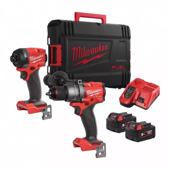 MILWAUKEE M18 FPP2A3-502X - Pack 2 produits 18V FUEL composé de : M18 FPD3-0 + M18 FID3-0 + 2 batt. 5,0Ah + Chargeur M12-18FC