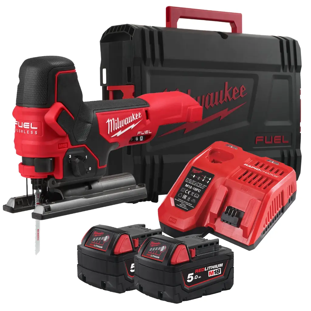Scie sauteuse 18V FUEL poignée pommeau - M18 FBJS-502X - Avec 2 batteries 5.0 Ah + chargeur + HD Box - MILWAUKEE - 4933500556