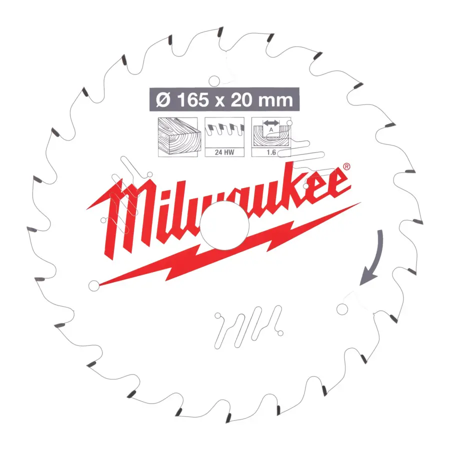 MILWAUKEE LAME SCIE CIRCULAIRE BOIS 165X20X1,6X24 ALTERNEE