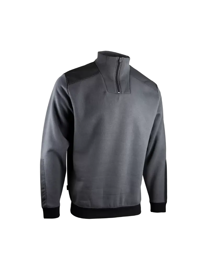 Sweat col camionneur bicolore 2 GRIS CHARCOAL / NOIR - MADRID 8092 - LMA
