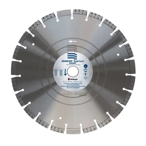 [826230222SS] DISQUE DIAMANT SILENCIEUX PRENIUM POUR BETON UNIVERSEL ZENESIS 230*22.2 - MIDHAGE