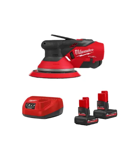 [4933493651] Polisseuse / Ponceuse 150mm - M12 FROS5-502X - Avec 2 batteries 5.0 Ah + chargeur + HD Box - MILWAUKEE - 4933493651