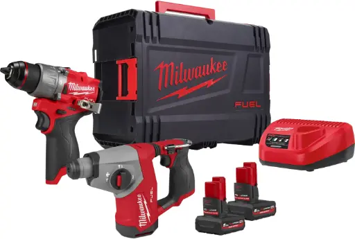 [4933500138] PACK  PERCEUSE + PERFO - M12FPP2BG2-502X - Avec batterie + chargeur + HD Box - MILWAUKEE - 4933500138
