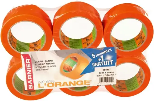 [159497] LOT DE RUBAN ADEHÉSIF ORANGE 6095 5+1OFFERT - BARNIER