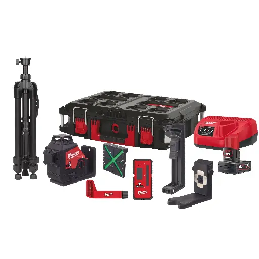 [4933478960] M12 3PLKIT-401P - Kit laser vert 3 lignes 360°, 12V, 4Ah - MILWAUKEE - 4933478960