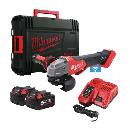 [4933478435] Meuleuse d'angle 125mm avec Interrupteur Homme Mort - M18 ONEFSAG125XPDB-502X - Avec 2 batteries 5.0Ah + Chargeur rapide + HD Box - MILWAUKEE - 4933478435