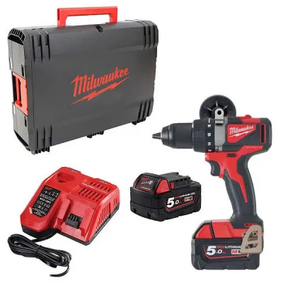 [4933464515] Perceuse visseuse 18 V - M18 BLDD2-502X - Avec 2 batteries 5,0 Ah + Chargeur + HD Box - MILWAUKEE - 4933464515