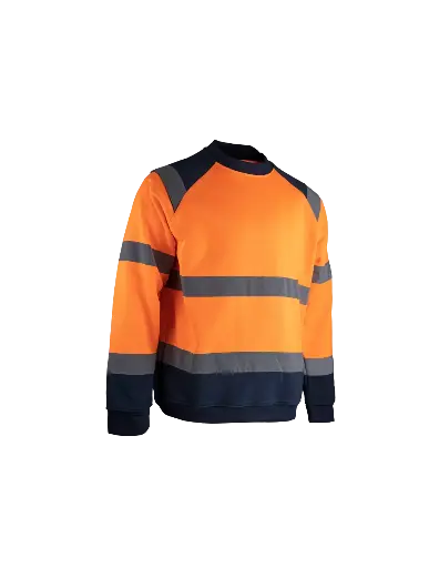 Sweat haute visibilité à col rond - orange fluo / mar - LMA - 8083