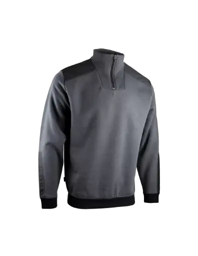 Sweat col camionneur bicolore 2 GRIS CHARCOAL / NOIR - MADRID 8092 - LMA